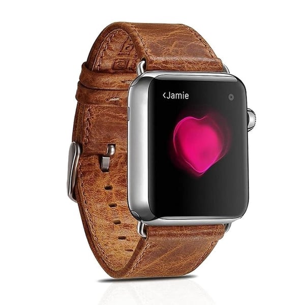 iCarer Classic Apple Watch Series 5 40mm ægte læder urrem - Orange