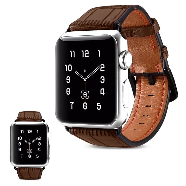 iCarer Avant-garde Apple Watch Series 5 40mm ægte læder urrem - Mørkebrun