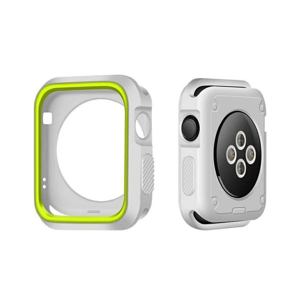 Apple tofarget klokke ramme 38 mm laget av silikon - Hvit og grønn Apple tofarget klokke ramme 38 mm laget av silikon - Hvit og grønn