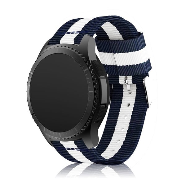 Samsung Gear S3 Nylon rem - Mørkeblå/hvid Samsung Gear S3 Nylon rem - Mørkeblå/hvid