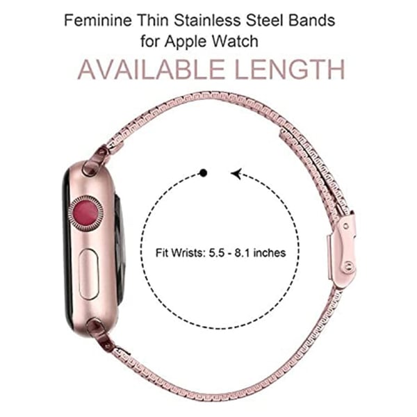 Apple Watch (41 mm) urrem i rustfrit stål - Lyserød Rose