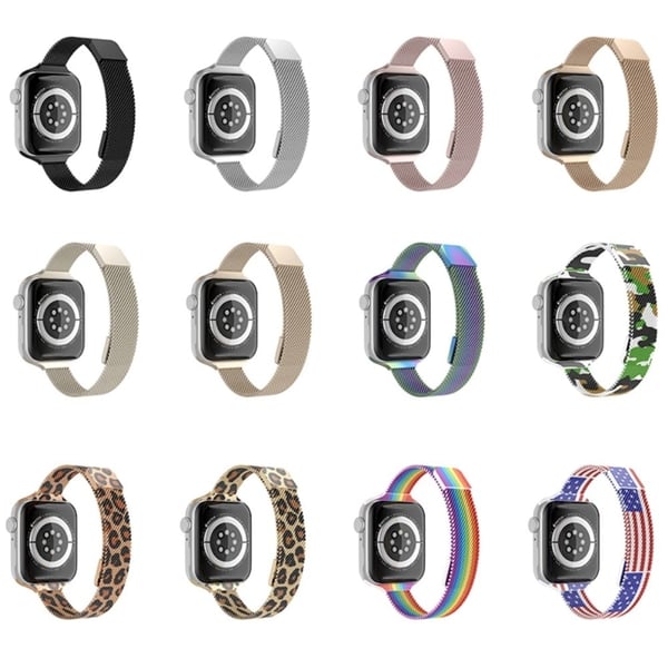 Apple Watch (45 mm) milanesisk urrem i rustfrit stål - Flerfarvet