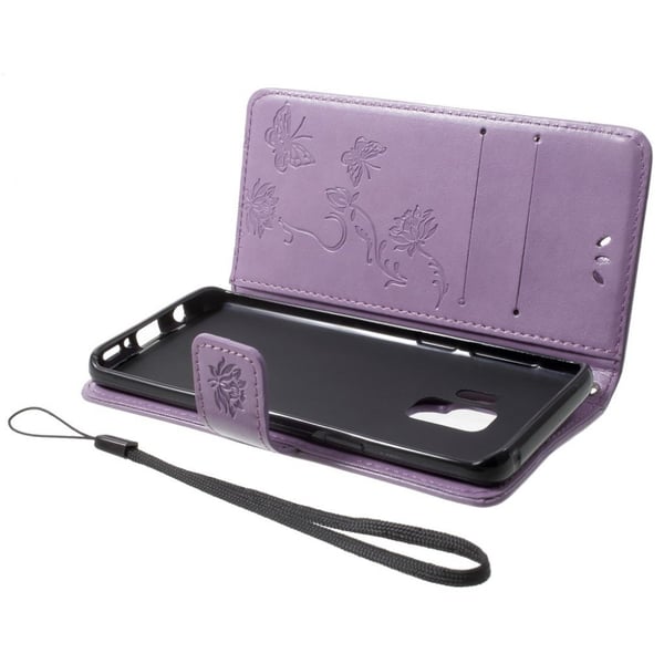 Samsung Galaxy S9 Etui laget av kunstlær og silikon - Lys lilla
