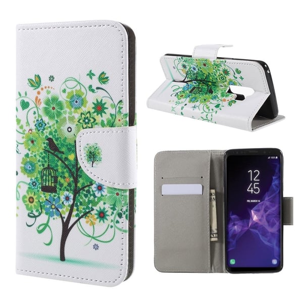 Samsung Galaxy S9 Plus Etui laget av kunstlær og silikon - Grønt tre