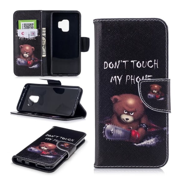 Samsung Galaxy S9 Etui laget av kunstlær og silikon - Sint bjørn og advarsel Samsung Galaxy S9 Etui laget av kunstlær og silikon - Sint bjørn og advarsel