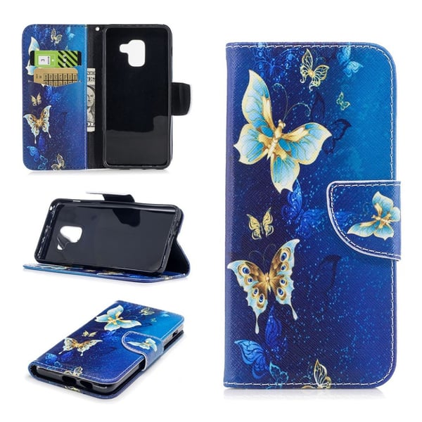 Samsung Galaxy A8 (2018) Etui laget av kunstlær og silikon - Sommerfugler