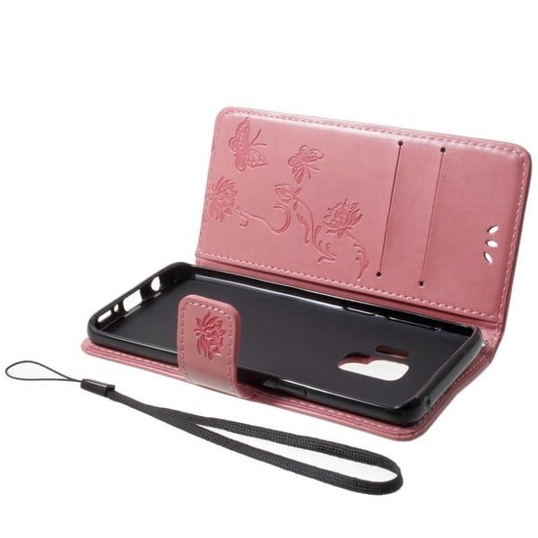 Samsung Galaxy S9 Etui laget av kunstlær og silikon - Lys rosa