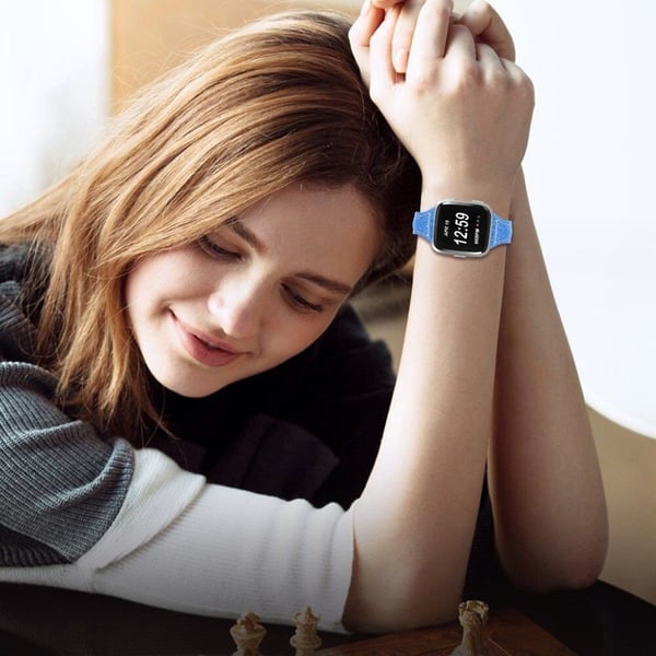 Fitbit Versa / Versa Lite / Blaze / Versa 2 elegant ægte læder Urrem - Blå