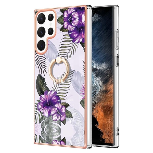 Marmormotiv Samsung Galaxy S22 Ultra skal - Lila Blommor Marmormotiv Samsung Galaxy S22 Ultra skal - Lila Blommor
