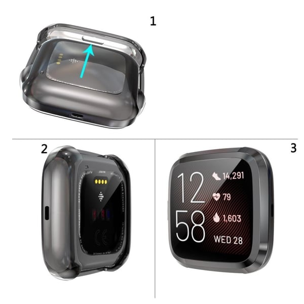 Fitbit Versa 2 elektropläteringsfodral - Svart