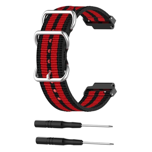 Garmin Forerunner 220 / 230 / 235 / 630 / 620 / 735 nylon Urrem - Sort / Rød