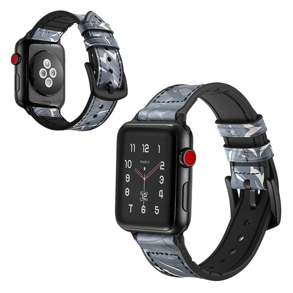 Apple Watch Series 5 44mm komfortabel ekte skinn klokkereim - Dark Blue