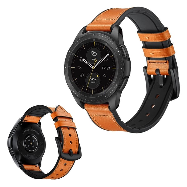 Samsung Galaxy Watch (42mm) læder Læder Urrem - Orange Samsung Galaxy Watch (42mm) læder Læder Urrem - Orange