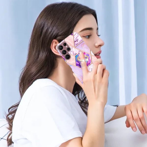 Marmormotiv Samsung Galaxy S22 Ultra skal - Ljust Lila