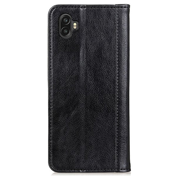 Ekte lærdeksel med magnetisk lukking for Samsung Galaxy Xcover 6 Pro - Svart
