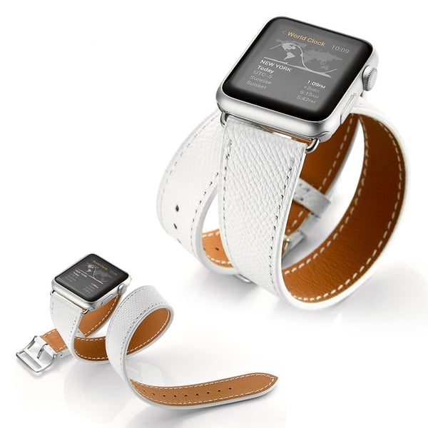 Apple Watch Series 5 44mm palm tekstur ekte skinn klokkereim - Hvit Apple Watch Series 5 44mm palm tekstur ekte skinn klokkereim - Hvit