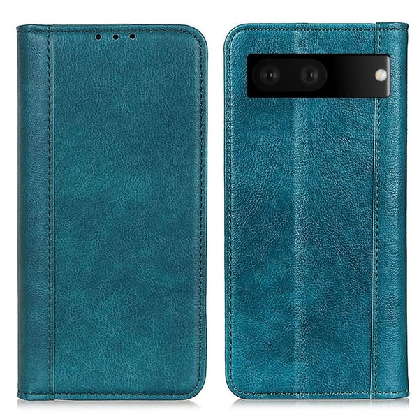 Ekte lærdeksel med magnetisk lukking for Google Pixel 7 - Grønn