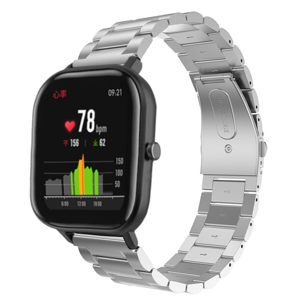 Amazfit Gts Holdbart Rustfritt Stål Klokkereim - Sølv Amazfit Gts Holdbart Rustfritt Stål Klokkereim - Sølv