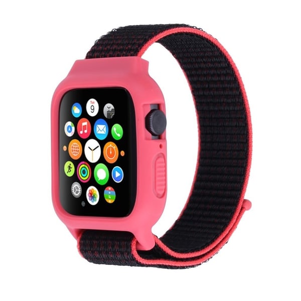 Apple Watch Series 5 40mm nylon silikonikehys - Musta / Ruusu