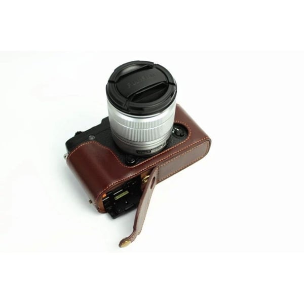Fuji X-E1/X-E2 kamera cover i ægte læder - Mørkebrun