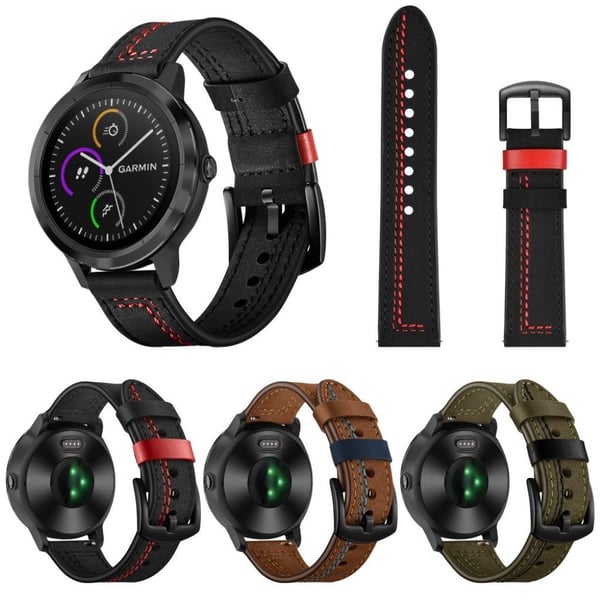 Garmin Vivoactive3 / Vivomove HR stitching ægte læder Urrem - Brun