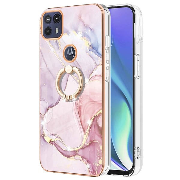 Marble Mønstret Deksel med Ring Holder til Motorola Moto G50 5G - Rose Gull Klinkekule Haze