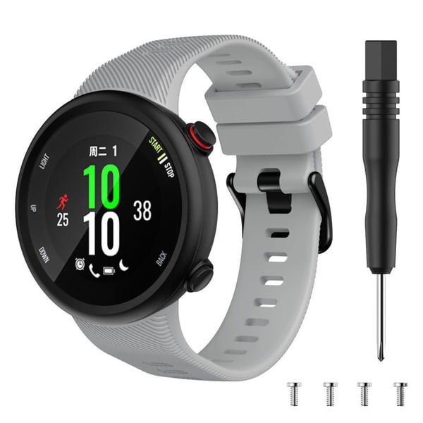 Garmin Forerunner 45S hållbart svart klockarmband i silikon med spänne - Grå