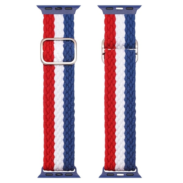 DUX DUCIS Apple Watch Series 8 (45mm) klockarmband i elastisk nylon - Blå / Röd / Vit
