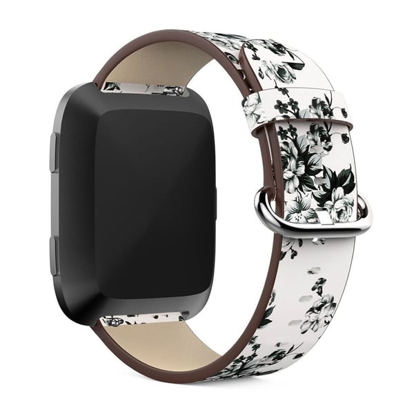 Fitbit Versa Pæon Mønster justerbar ægte læder urrem - hvid Baggrund hvid Pæon Fitbit Versa Pæon Mønster justerbar ægte læder urrem - hvid Baggrund hvid Pæon