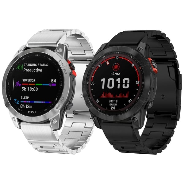 22 mm urrem i rustfrit stål til Garmin- og Coros-ure - Sort