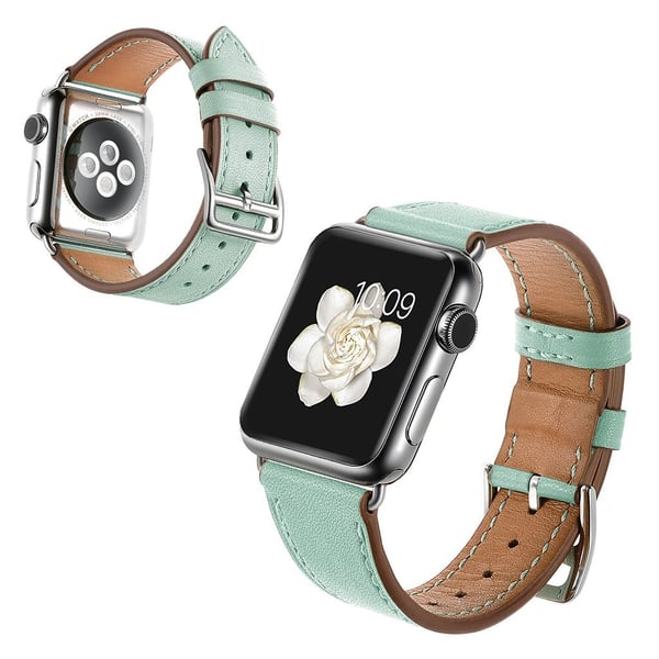 Apple Watch Series 5 40mm ægte Læderbelagt Urrem - Grøn Apple Watch Series 5 40mm ægte Læderbelagt Urrem - Grøn