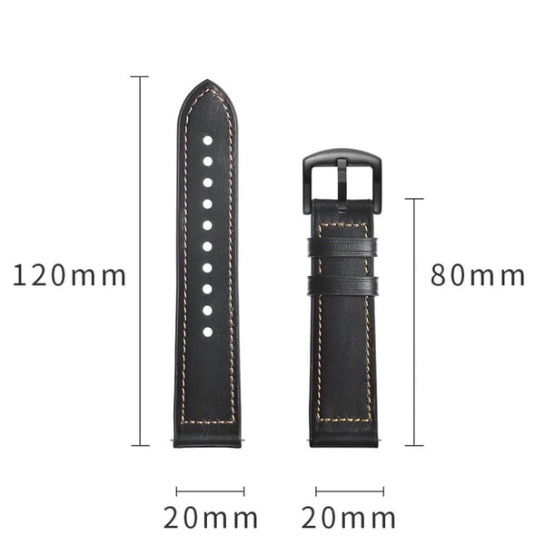 Samsung Galaxy Watch (42mm) holdbare okseskinn klokkereim - Svart