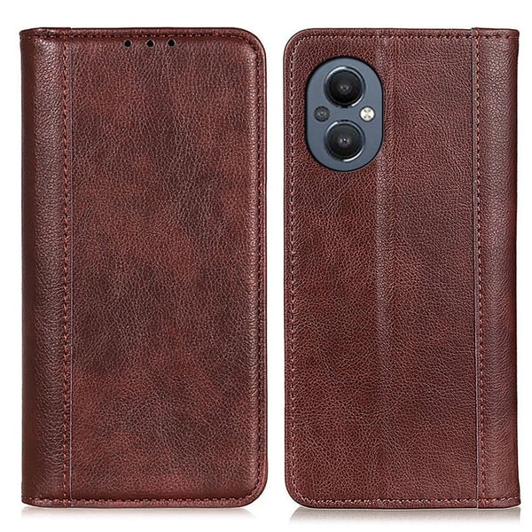 OnePlus Nord N20 5G ægte læderetui med magnetisk lukning - Brun