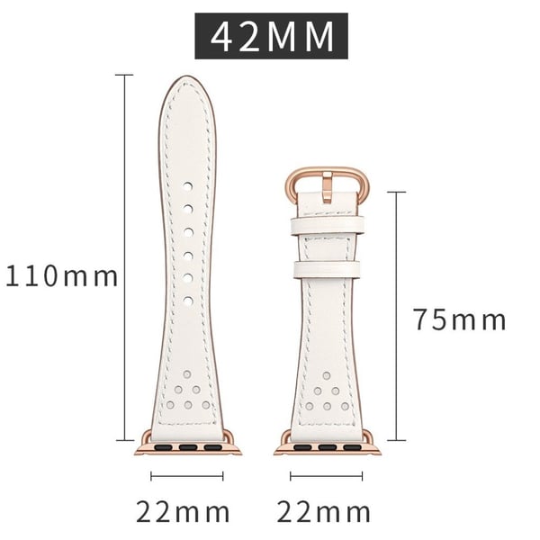 Apple Watch Series 5 44mm komfortabel ekte skinn klokkereim - Hvit