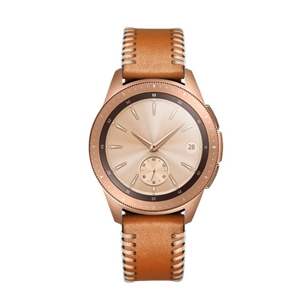 Samsung Galaxy Watch (42mm) ridge stil ægte læder Urrem - Brun