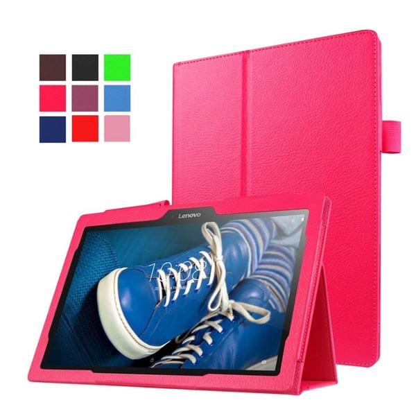 Lenovo Tab 3 10-1 TB-X103F skyddshölje PU läder skyddande litchi textur elastisk ögla - Rosenröd