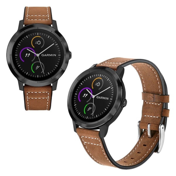 Garmin Vivoactive 3 / Vivomove HR nahkainen ranneke - Tumman Ruskea
