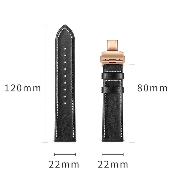 Samsung Gear S3 / S3 Frontier ekte skinn klokkereim - Rose Gold / Svart