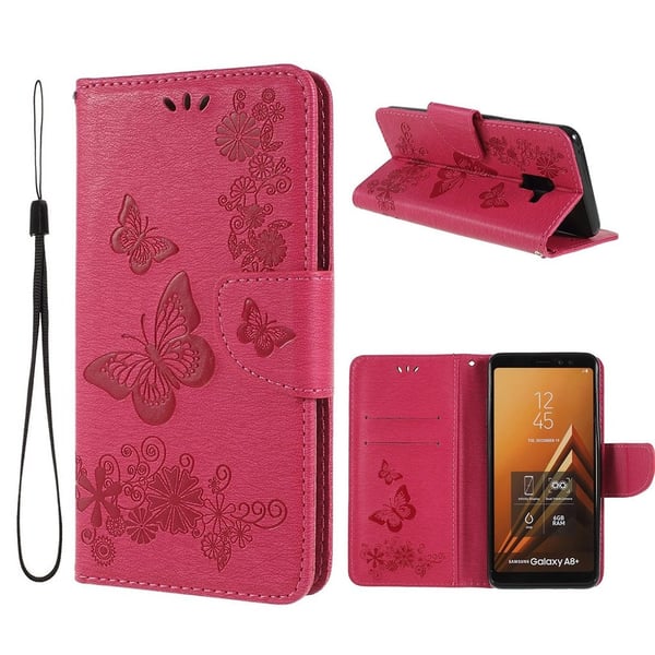 Samsung Galaxy A8 (2018) Etui laget av kunstlær og silikon - Rosa