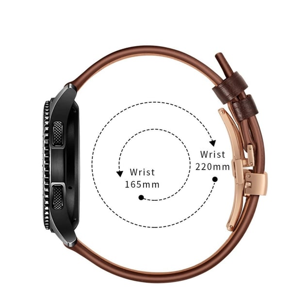 Samsung Gear S3 / S3 Frontier ægte læder Urrem - Rødguld / Kaffe