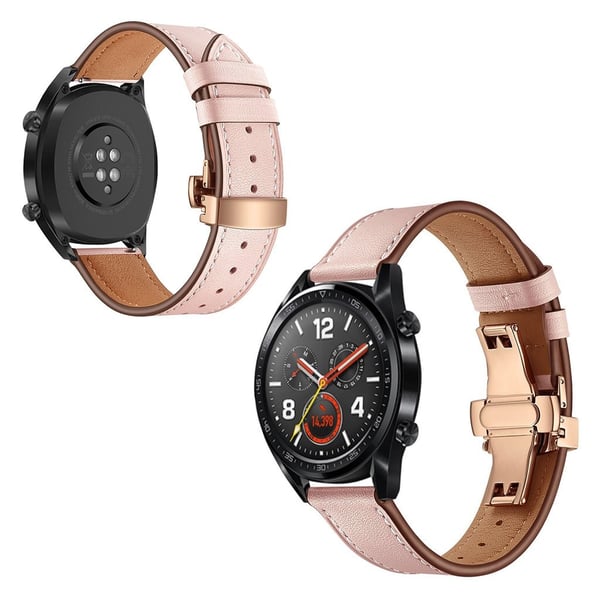 Huawei Watch GT / 2 / Watch Magic ægte læder Urrem - Lyserød / Rose Gold Huawei Watch GT / 2 / Watch Magic ægte læder Urrem - Lyserød / Rose Gold