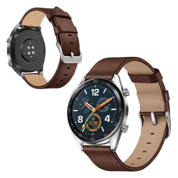 Huawei Watch GT / Watch Magic / Watch 2 holdbar ægte læder Urrem - Brun Huawei Watch GT / Watch Magic / Watch 2 holdbar ægte læder Urrem - Brun