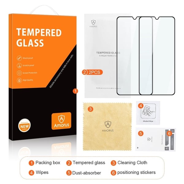 2 stk AMORUS ekstra sterk skjermbeskytter i glass til Samsung Galaxy Xcover 6 Pro