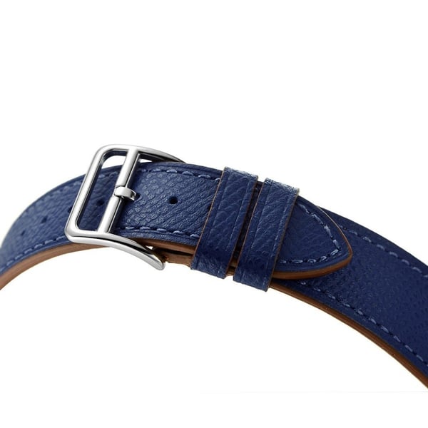 Apple Watch Series 5 44mm palm tekstur ægte læder Urrem - Blå