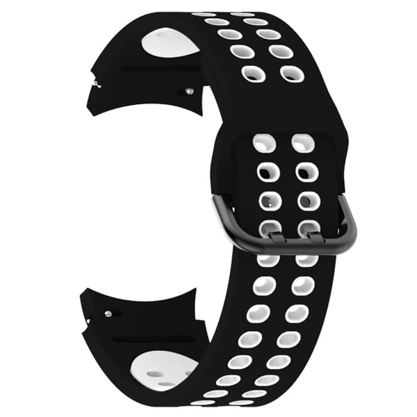 Tofarget klokkerem i silikon til Samsung Galaxy Watch 4 - Svart / Hvit Tofarget klokkerem i silikon til Samsung Galaxy Watch 4 - Svart / Hvit