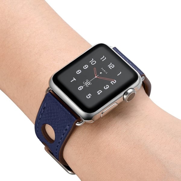 Apple Watch Series 5 42mm ægte læder Urrem - Blå