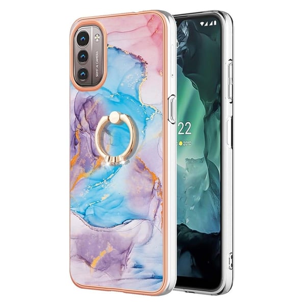 Marble Mønstret Deksel med Ring Holder til Nokia G11 / G21 - Milky Way Klinkekule Blue Marble Mønstret Deksel med Ring Holder til Nokia G11 / G21 - Milky Way Klinkekule Blue