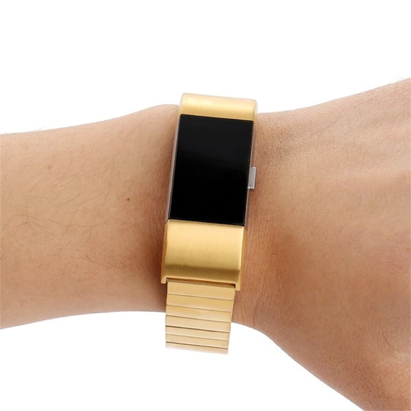 Fitbit Charge 2 erstatnings urrem i metal med sommerfulgespænde - Guld