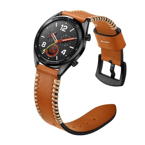 Huawei Watch GT / GT 2 46mm / Watch Magic ridge stil ægte læder Urrem - Brun
