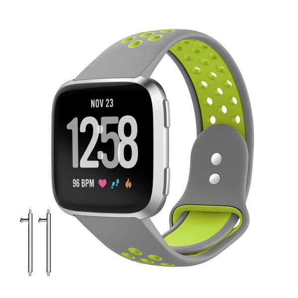 Fitbit Versa klokkereim i silikon - Grå og grønn Fitbit Versa klokkereim i silikon - Grå og grønn